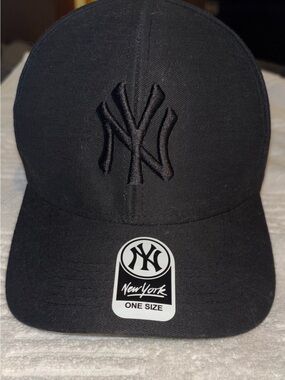 New York Yankees Blackout Hat — Black-on-Black NY Logo  OSFA